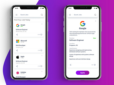 Job Search App app dailyui iphone x job mock up ui