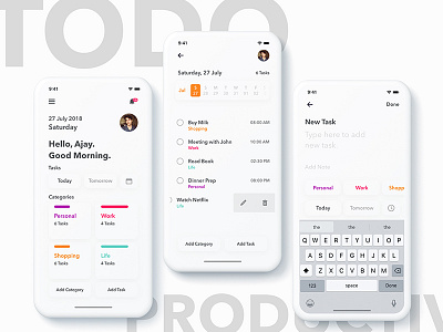 Clean To Do App app daily ui iphone x mockup tasks to do ui white