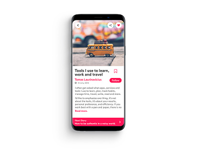 Article Platform - Read And Write Your Ideas. app article book dailyui feeds galaxy s9 mobile reading ui ux