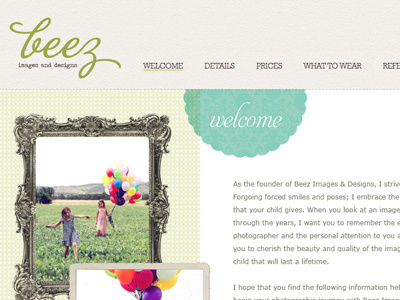 Photographer's Client Site balloons client frames photos texture vintage