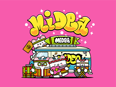 Midea Family 's illustration extension adobe illustrator draw car illustration mascot street vector 品牌化 字体设计 平面设计