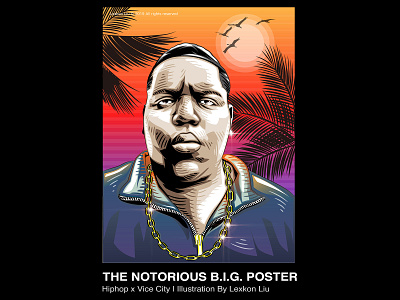 The Notorious B.I.G. adobe illustrator draw hiphop illustration poster art rap rapper street vector 品牌化 平面设计