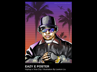 Eazy-E adobe illustrator draw hiphop illustration poster art rapper street vector 品牌化 平面设计