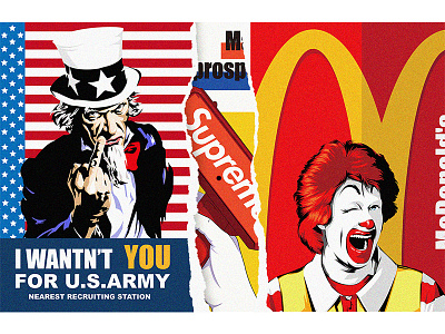 McDonald's x Uncle Sam x Supreme adobe illustrator draw illustration poster art street typography vector 品牌化 平面设计