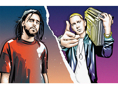 J.Cole x Eminem adobe illustrator draw hiphop illustration poster art rap rapper street vector 品牌化 平面设计