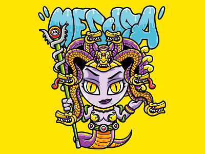 Medusa adobe illustrator draw colourful design illustration mascot street vector 品牌化