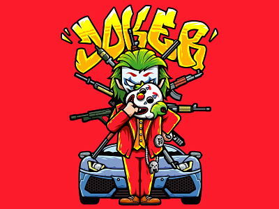 JOKER adobe illustrator draw cartoonstyle dc comics illustration joker movie street vector 品牌化 平面设计