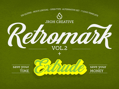 Retromark Script Vol 2 commercial fonts extruded font font awesome lettering script typeface