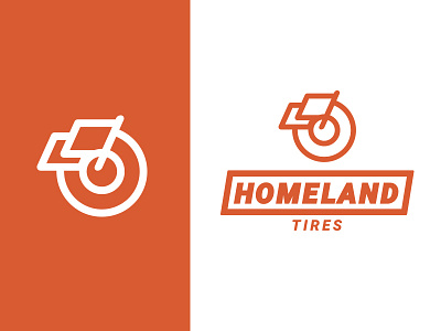 Homeland Tires badge brand icon illustration logo retro tire vintage