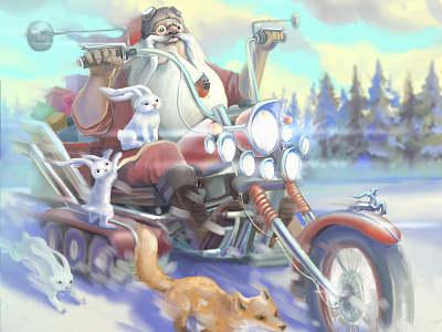 Santa on the motorbike