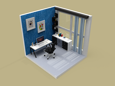 Home workspace concept | 3D