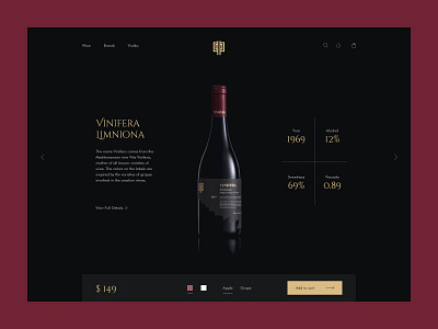 Wine Product Details Page adobe xd drinks hot drink liquor product page ui ui ux ui design ux ux design web design web page web ui website wine