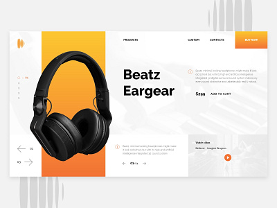 Beatz Headphones Product Web UI | Beatz Eargear earphone headphone music play product page song sound ui ui ux ui design ux ux design web design web ui website