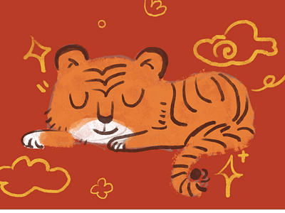 sleeping tiger illustration