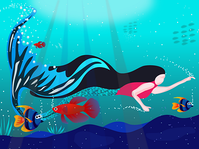 Mermaid animation art design fine art illustration illustrator painting ui ux vector web