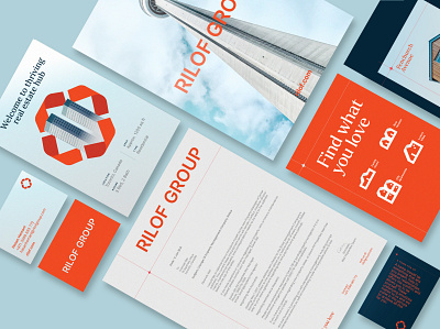 Brand design for Rilof Group branding corporate property management symbol visual system