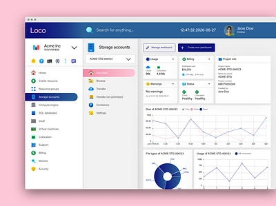 Loco Cloud & Colocation Dashboard app dashboad dashboard app dashboard ui flat minimal ui ux web