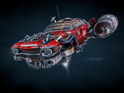 Jet Futura 3d 60s auto automobile cadillac car eldorado flying future maya retro scifi