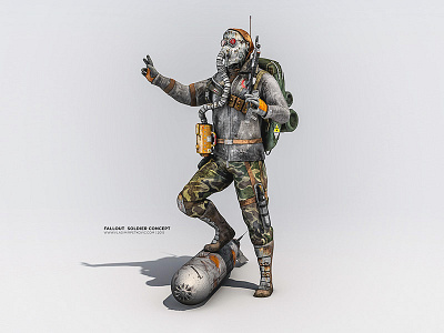 Fallout Soldier concept 3d apocalypse fallout gasmask maya mudbox nuclear sculpt soldier warrior zbrush