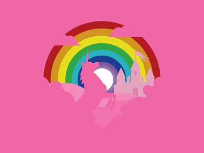 A Bubblegum Fairytale! gay gradient graphic design graphics illustration illustrator lgbt pink rainbow texture unicorn vector