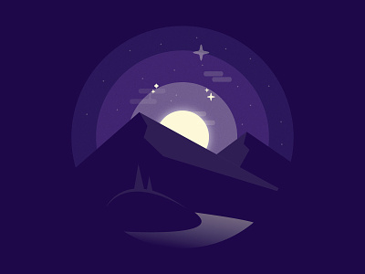 Explorer Series : Midnight Mountain. (Day 2 - ReDo) design gradient graphic design graphics illustration illustrator mountain night reflection texture vector