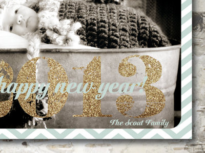 2013 Glitter NEW YEARS Photo Card glitter graphic design holiday invitation photo card typography