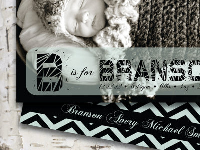 B Is For Branson Baby Announcement announcement baby card graphic design invitation photo typography