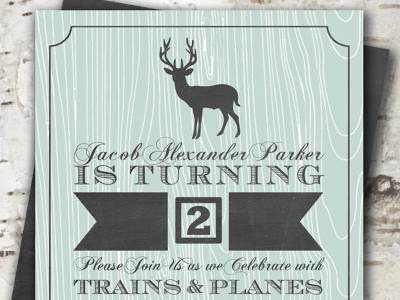 Rustic Deer Boy Birthday Party Invitation