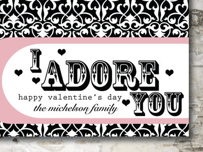 Custom Valentines Design I Adore You card graphic design holiday love typography valentines
