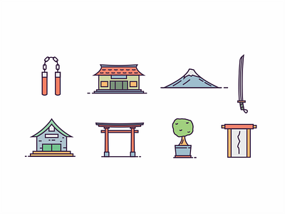 Japanesse Culture Icon animation app brand branding character design flat icon identity illustration illustrator lettering minimal sketch type ui ux vector web website