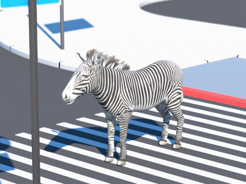 zebra lost at zebra crossing 3d art 3d visualization advertisement animation animator art direction c4d character animation character design cinema 4d illustration octane render zebra