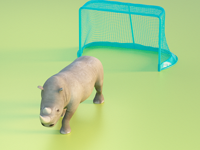 rhino loves soccer field 3d art advertisement animals animation art direction cinema 4d design illustration octane render rhino