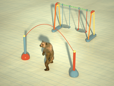 Bear workout theme - jump rope 3d visualization advertisement animation animator art direction bear cinema 4d illustration jump rope motion design octane render workout