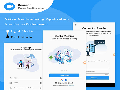 Connect - Video Conferencing Application android app design app design app development app development company flutter ui design video app video call video meeting