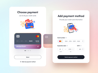Payment Methods - Web App Components app call to action card credit card design intuitive mastercard method money payment price ui uxui visa web web app website