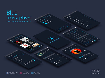 Blue music player UI android app android app design app app concept iosapp music app player ui ui ui ux design ux