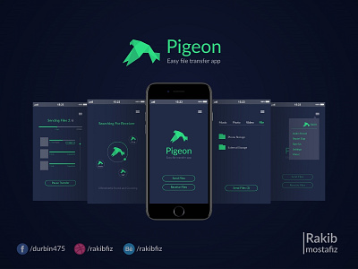 Piegon - A free file transfer app android app android app design app app concept file sharing ios iosapp ui ux design uidesign uiux uix windows