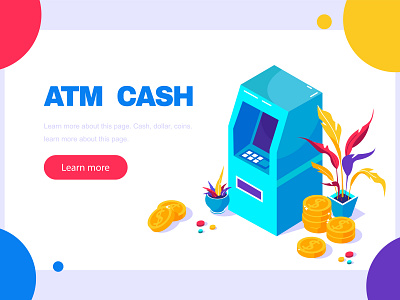 ATM for web page atm automatic bank business card cash credit currency debit deposit dollar electronic finance isometric money payment screen security service terminal