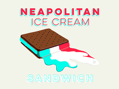 Melting Ice cream sandwich hot ice cream melting neapolitan sandwich summer typography