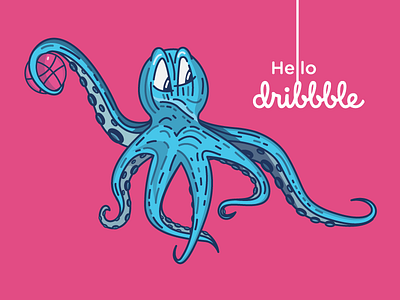 Hello Dribbble dribbble hello kraken octopus squid