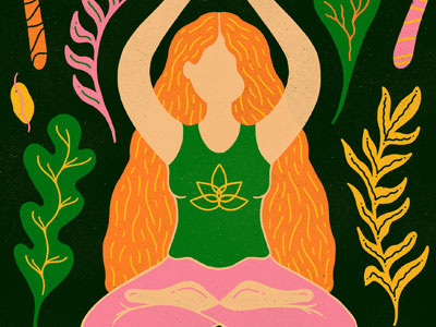 Sukhasana illustration namaste pattern redhead sukhasana yoga yoga illustration yoga poses