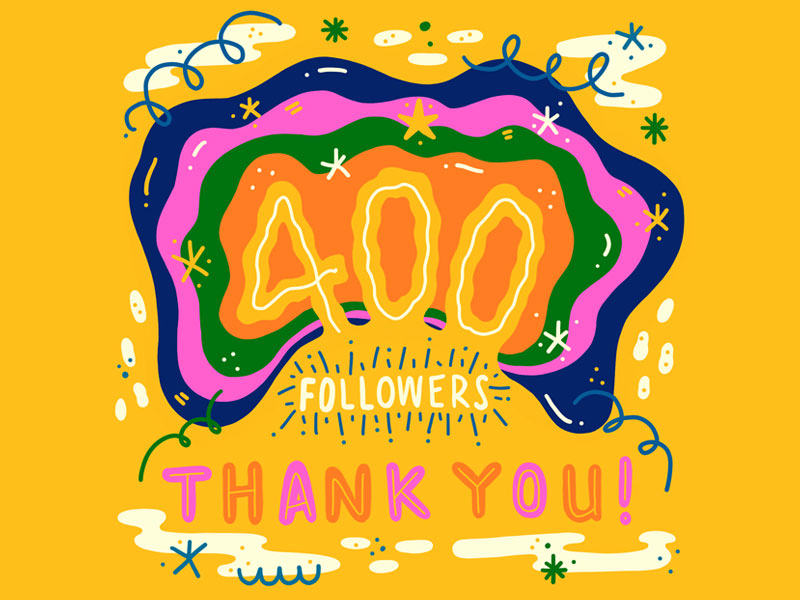 400 Followers custom type hand drawn type hand lettering illustration instagram
