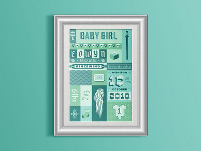 Eowyn's Birth Announcement baby announcement baby girl birth announcement birthday design eowyn graphic design illustration lord of the rings nursery print rohan typography