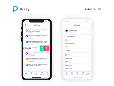 Notification and Account - HiPay Mobile App 005 app design ui ux