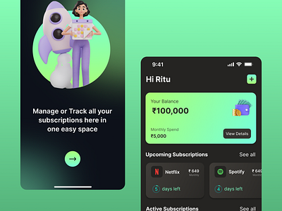 Subscription App UI Design app design fintech subscription app tracking ui ui design ux ux design