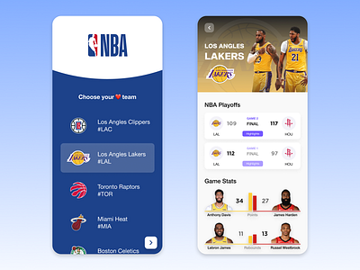 NBA Live Scores Mobile App design lakers mobile app design nba ui