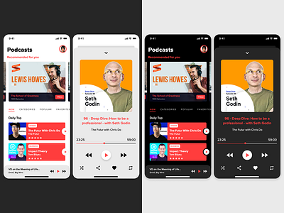 Podcast Mobile App Design | Light & Dark Mode