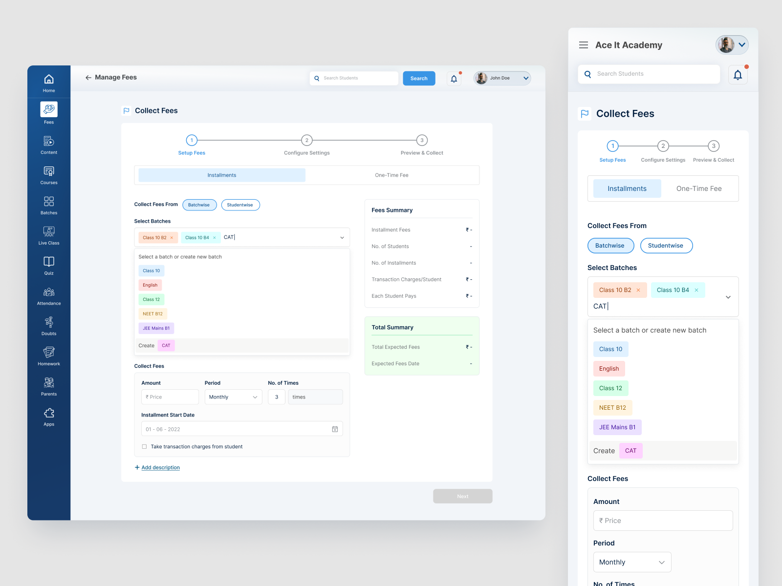 Fee Feature (Collect Fees) Design by Ashwin K S on Dribbble