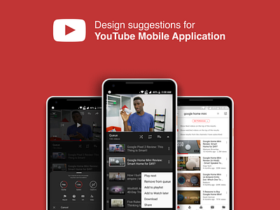 YouTube mobile app suggestions