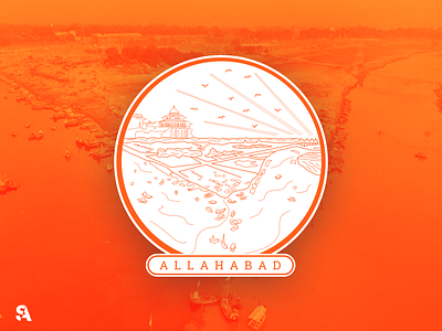 Allahabad (A Morning at Sangam Ghats) branding city icon illustration landscape illustration logo place sticker symbol vector